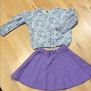 Purple Pleated Kids Skirt